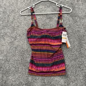 Captiva Tankini Swim Top Women Small Boho Tribal Festival Retro 70s Y2K Inspired